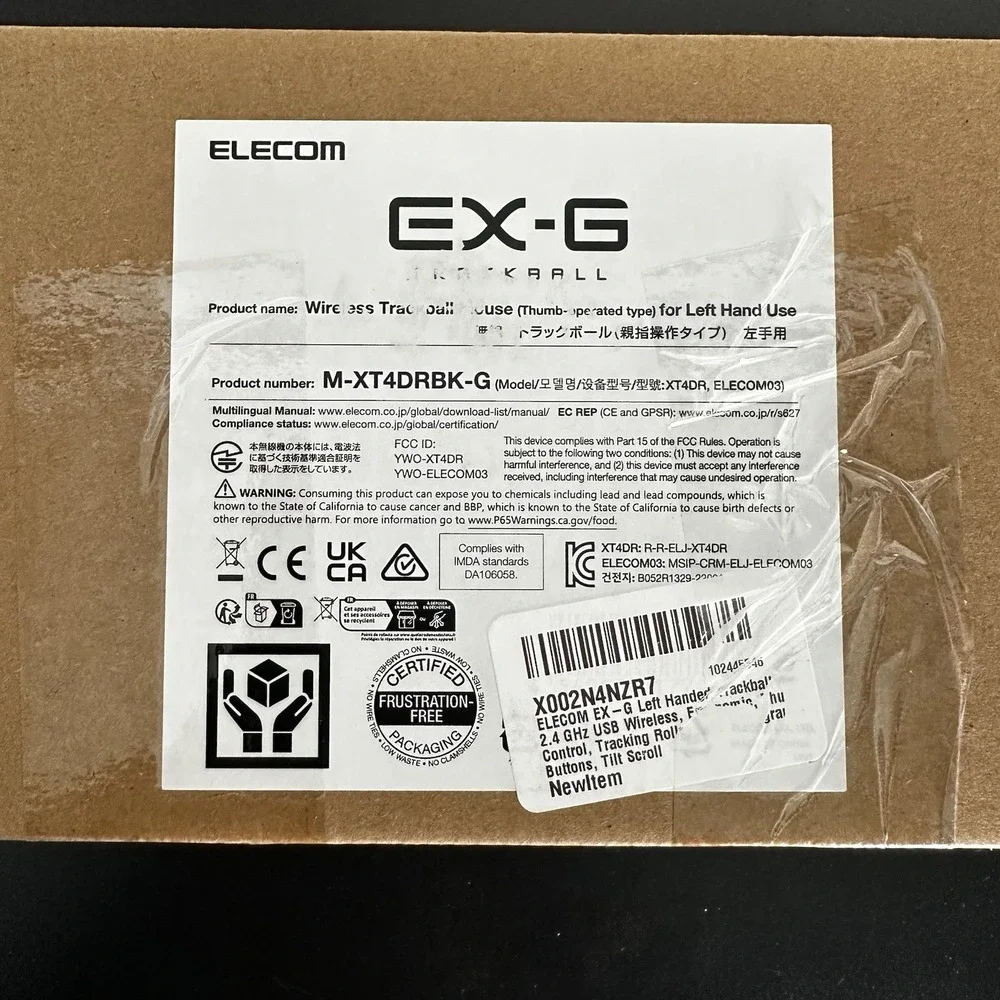 ELECOM EX-G Left Handed Trackball Mouse, 2.4 GHz USB Wireless, Ergonomic, Thumb